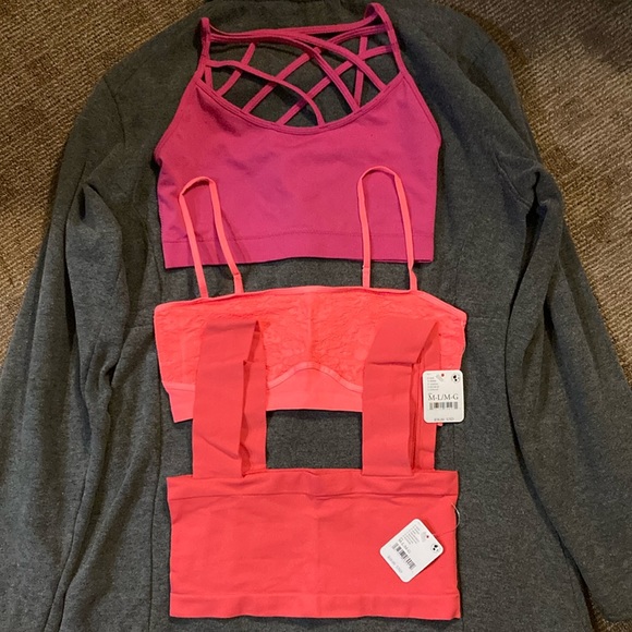 3 Pink Bralettes - Intimately Free People & Zanana - Size S/M\L - Picture 1 of 16